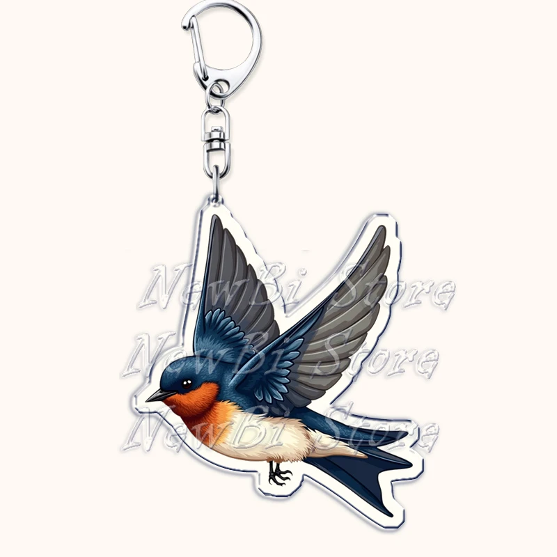 Vintage Nature Wildlife Flying Barn Swallow Keychains for Accessories Bag Cute Key Chain Ring Jewelry Bird Gifts Fans Keyrings