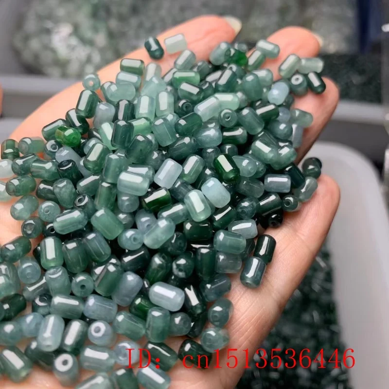 10pcs A Green Jade Blue Bucket 4*7mm Beads DIY Bracelet Bangle Charm Jadeite Jewellery Accessories Amulet Gifts Women Men