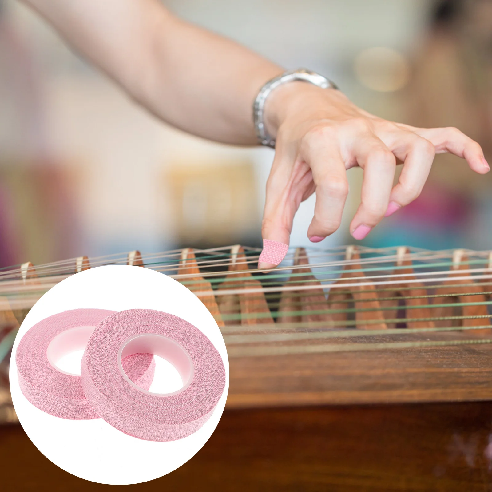 10 Rolls Electric Kalimba 5m Nail Tape Magnetic Chinese Zither Finger Pink Cotton Self-adhesive Tapes