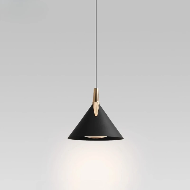 

Italian Minimalist Industrial Cone Black LED Pendant Lights Bedroom Kitchen Living Room Restaurant Entrance Indoor Hanging Lamps