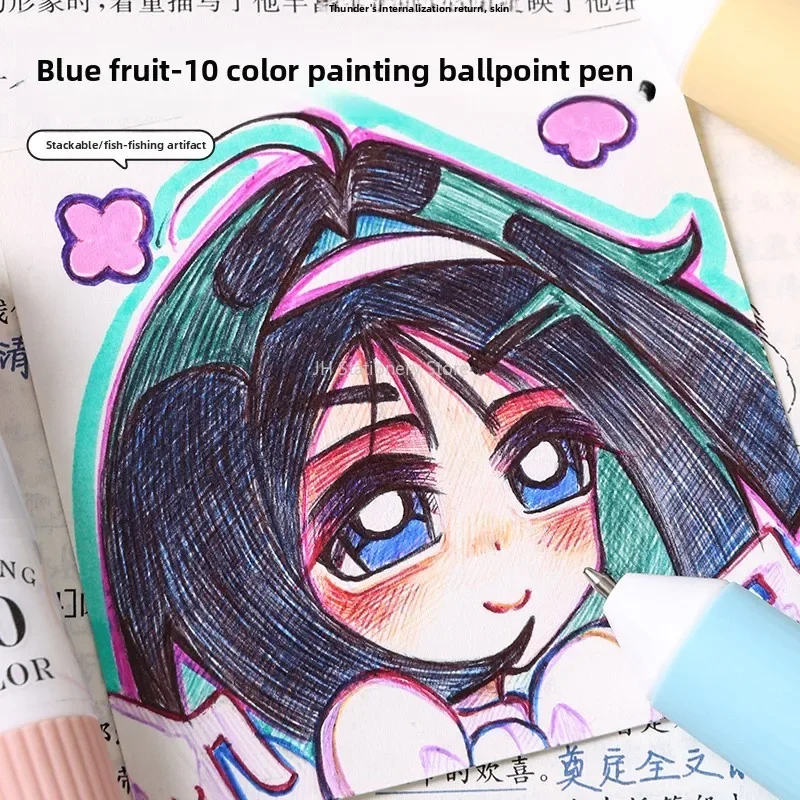 Languo 28 色ボールペン 0.8 ミリメートル漫画ソフトグリッププレス描画オーバーレイ多色筆記ペンオフィス学用品