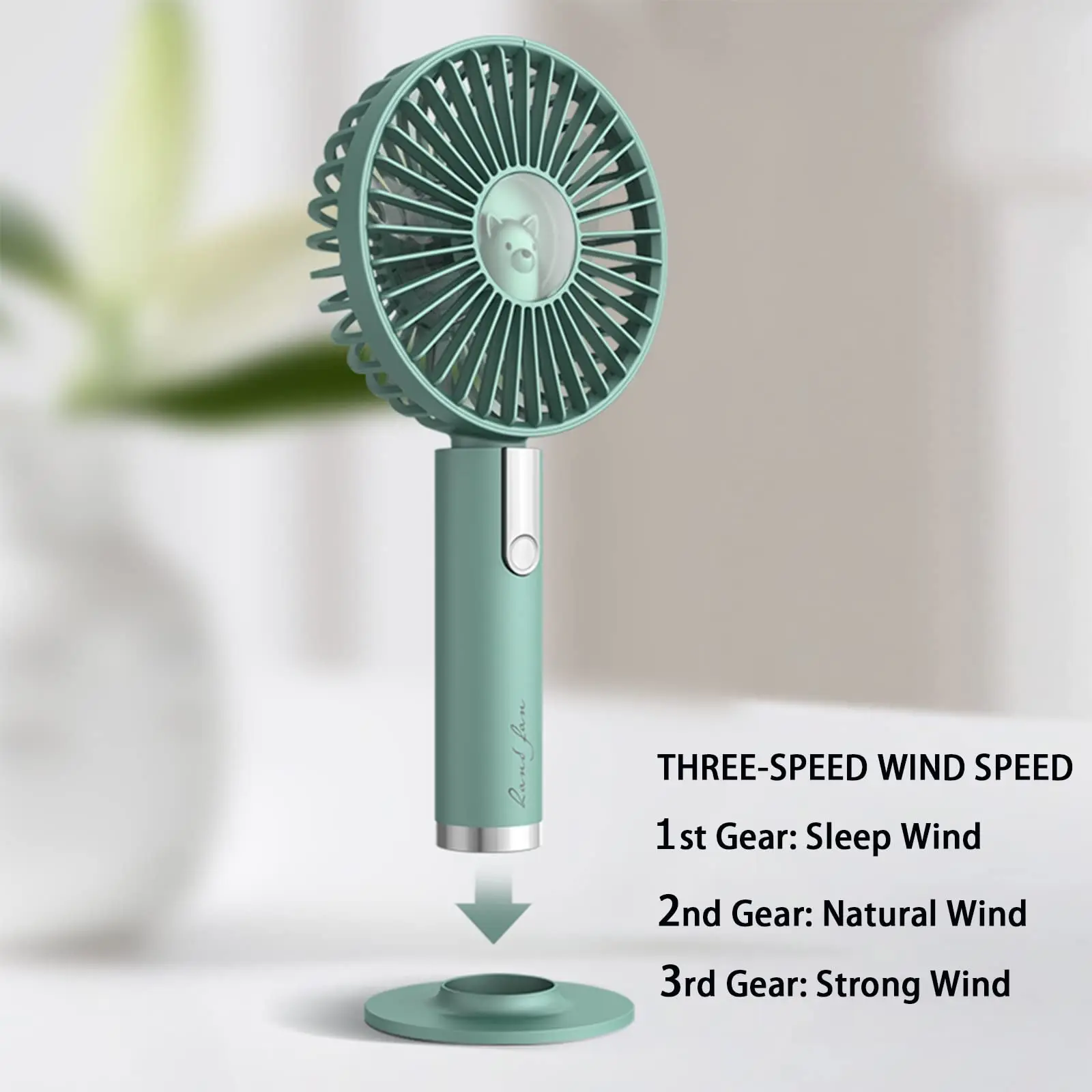 Handheld Fan Rechargeable Mini Portable Fans 3 Speed Mini with Base for Office Home Trip Sports