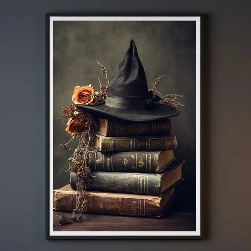 Póster de la Escuela de Magia y Hechicería, Linterna de la Biblioteca, Castillo, Impresión en Lienzo, Pintura al Óleo, Arte de Pared para Decoración del Hogar, Cuadro Colgante