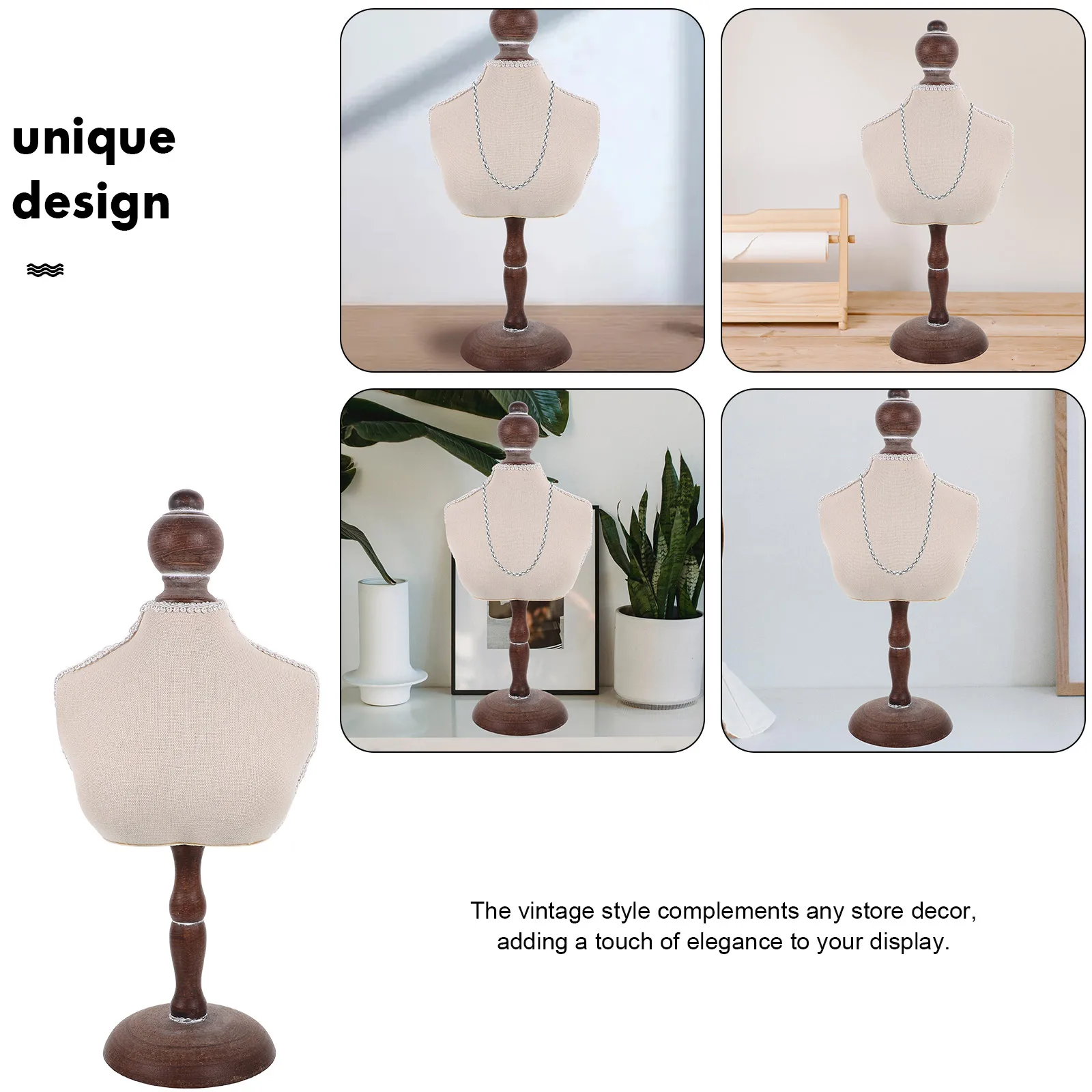 

Necklace Display Holder Vintage Jewelry Mannequin Bust Stable Base For Store Decor Pendant ganizer Retro Lace High Foot St