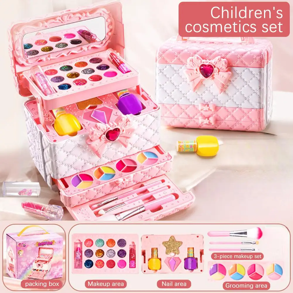 Kinder Make-Up Kosmetik Pretend Ing Box Prinzessin Machen Kit Auge Sicherheit Spielzeug Kind Schatten Mädchen Lippenstift Set Spielzeug Up T5k8