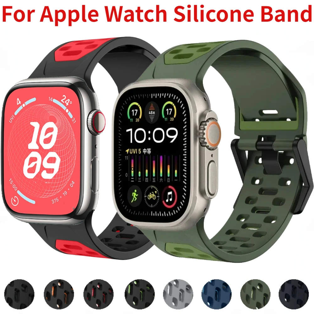 

Sport Silicone Strap for Apple Watch Band Ultra 2 49mm Bracelet Watchband for iwatch Series ultra 10 9 8 7 6 5 se 45mm 44mm 46mm