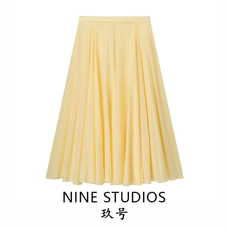Casual Cotton Midi Skirt Women's mid Waist Wide Hemline Versatile Half-length Skirt Fashionable H-Shape Summer 2025
