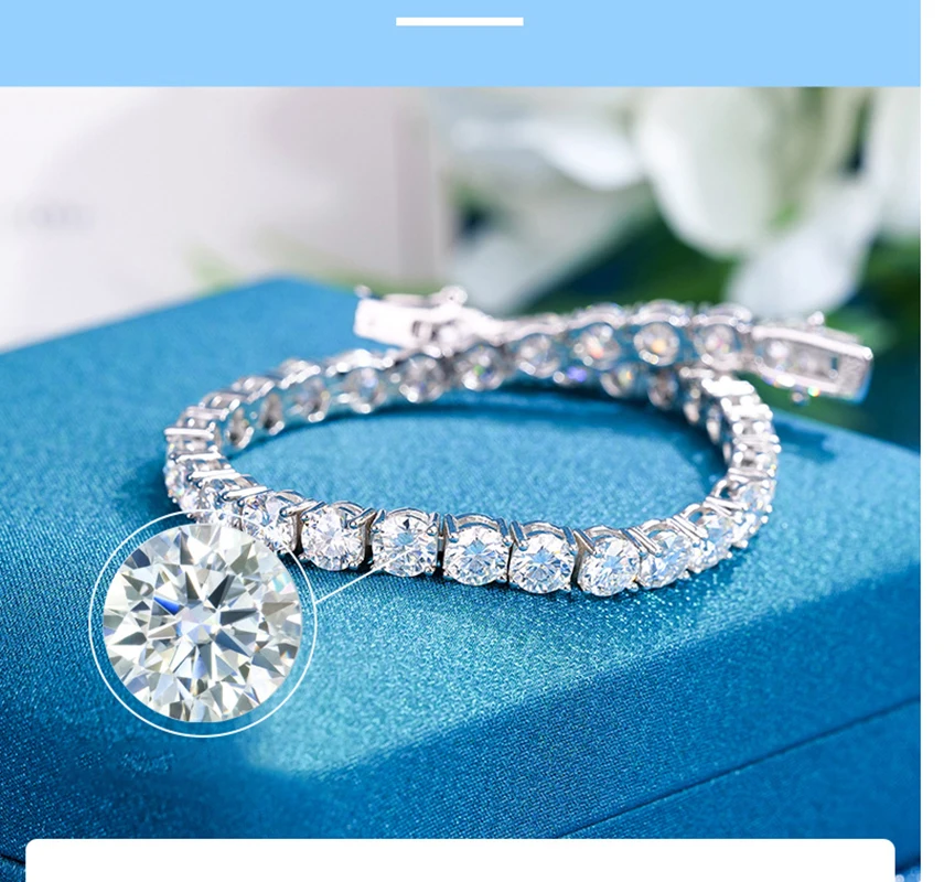 الهيب هوب مجوهرات عرض 2-5 مللي متر 925 فضة مع شهادة GRA D اللون VVS1 المرأة مويسانيتي تنس سلسلة قلادة