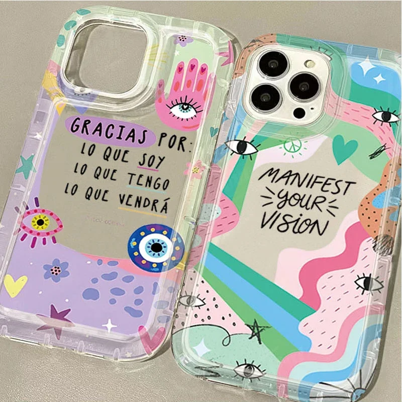 Custodia protettiva trasparente per iPhone 15 14 13 12 11 Pro Max XR XS X 8 7 6 6S Plus SE 2020 Cover divertente Lucky Colorful Evil Eye