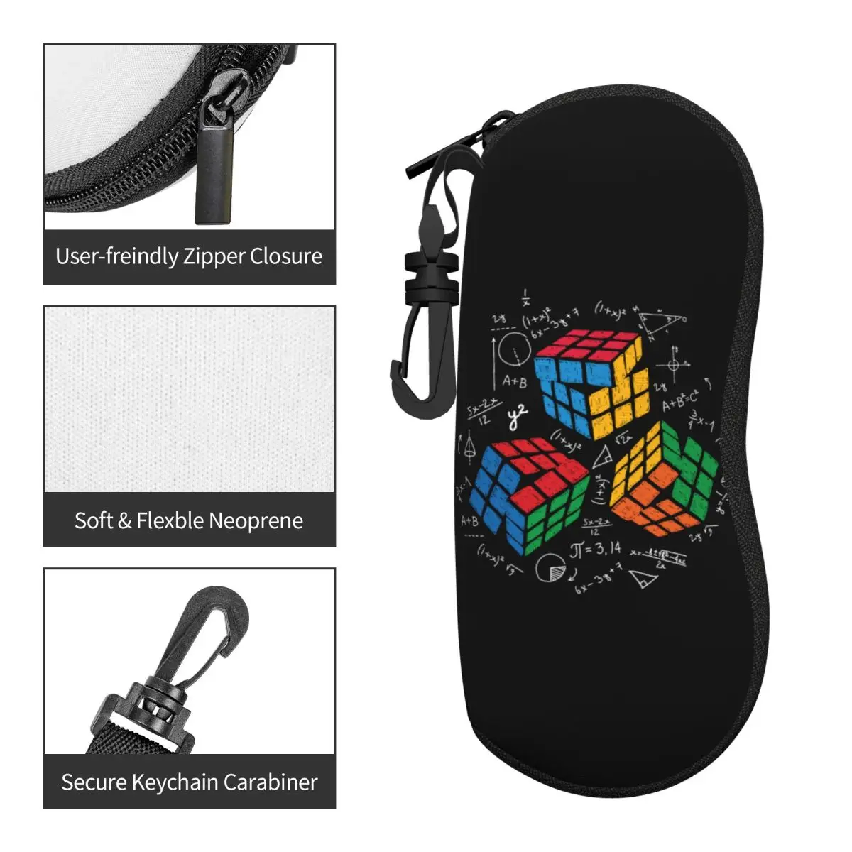Custom Math Rubiks Cube Eyeglass Glasses Case Men Women Soft Geek Teacher Gift Sunglasses Protective Pouch view 4