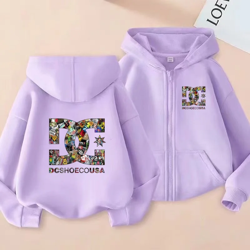Kids Zipper Style Coat Fashion Elegance Letter Sweatshirt Clothing Boys Girl 3-12Yrs Hoodie Long-Sleeved Casual Charming Clothes