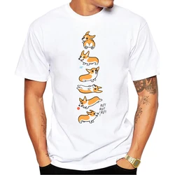 Summer new Fashion Corgi Cuties printed T-shirt Cool Men Summer Shirt Brand Fashion white T-Shirt Comfortable Tops Funny dog