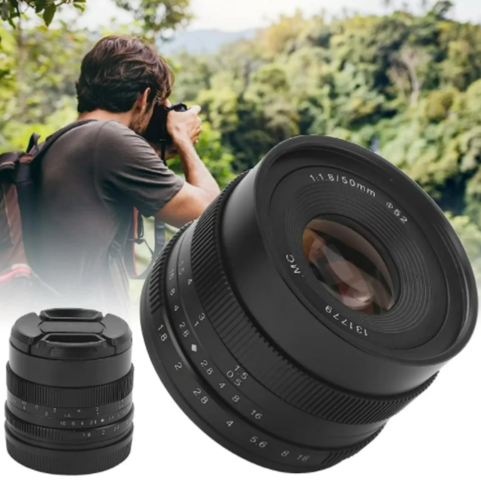 7artisans 50mm F1.8 APS-C Humanities Prime Lens Large Aperture Lightweight Camera Lens for Sony A7 Fuji X-S10 Canon EOS-M