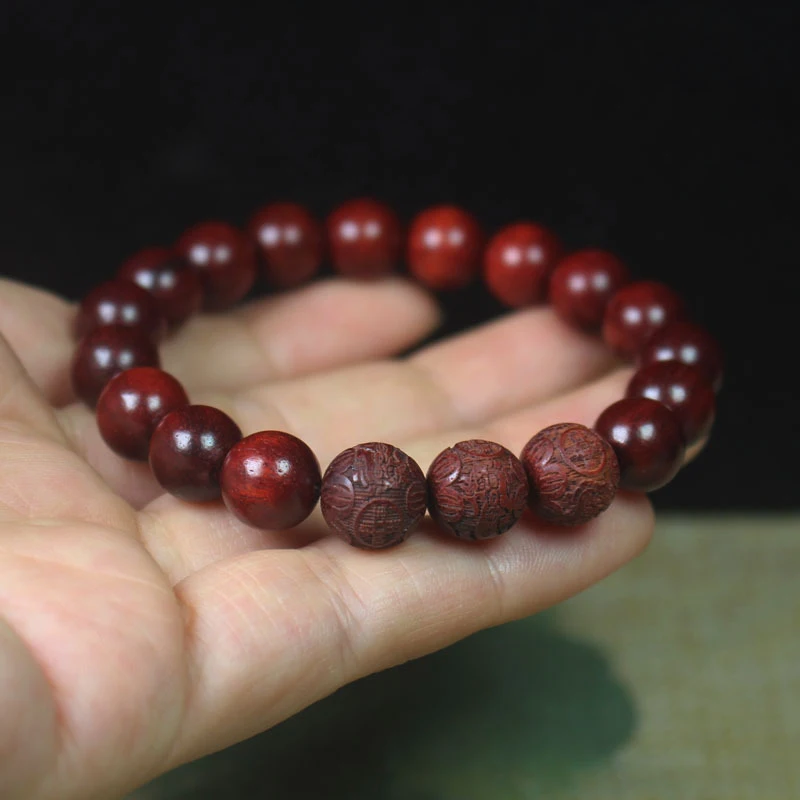 

Zambian Rosewood Blood Sandalwood 10mm Bracelet with Pixiu Carved , Unisex Personalized Jewelry and Meditation Beads