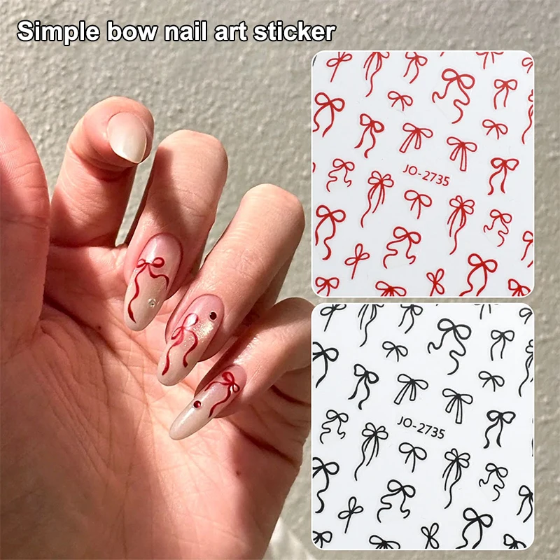 Schöne einfache Bronzing Line Bowknot 3D selbstklebende Nail Art Dekorationen Aufkleber Band charmante süße Maniküre Aufkleber