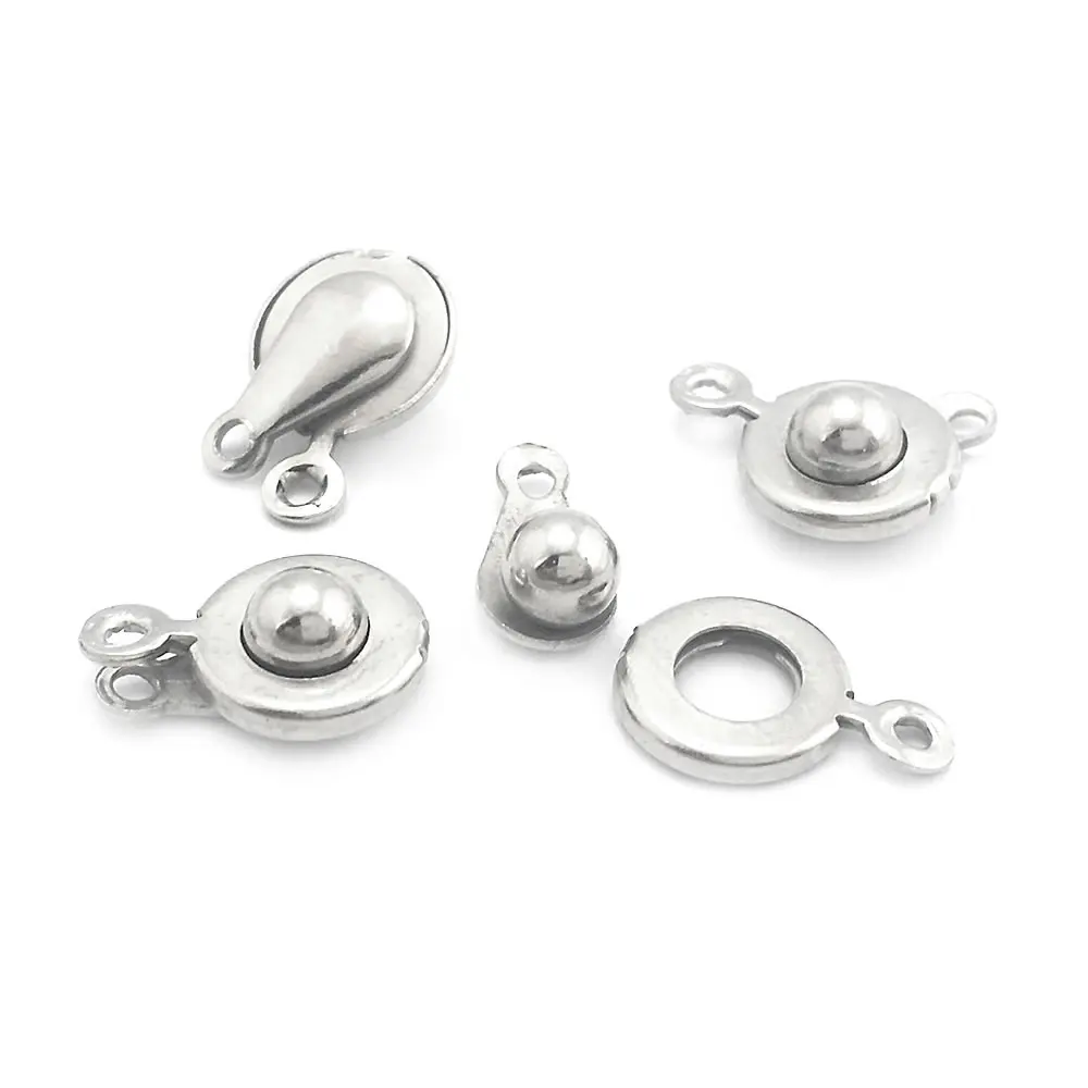 7.5MM 9MM Gold Color Silver Color Brass or Iron Round Button Clasps Bracelets Clasps Diy Jewelry Findings Accessories Wholesale