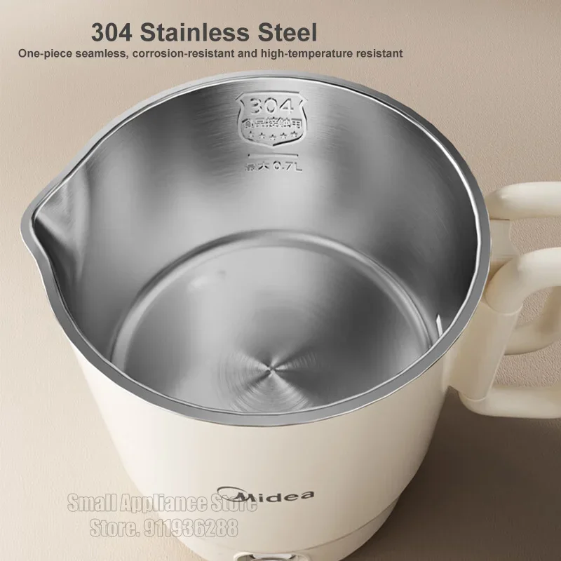 ميديا المحمولة غلاية كهربائية قابلة للطي 700 مللي غلاية السفر المنزلية أجهزة المطبخ إبريق الشاي الفولاذ المقاوم للصدأ الماء المغلي