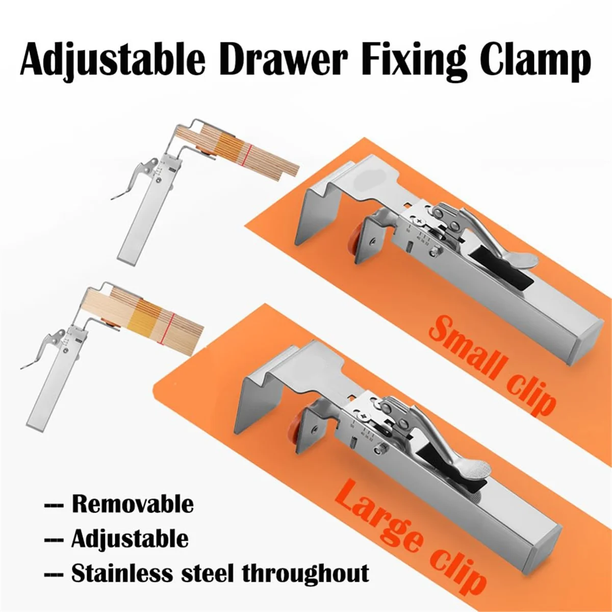 HOT Adjustable Drawer Fixing Clamp, Universal Drawer Panel Front Installation Clamps Fixing Clips with Replaceable Clip