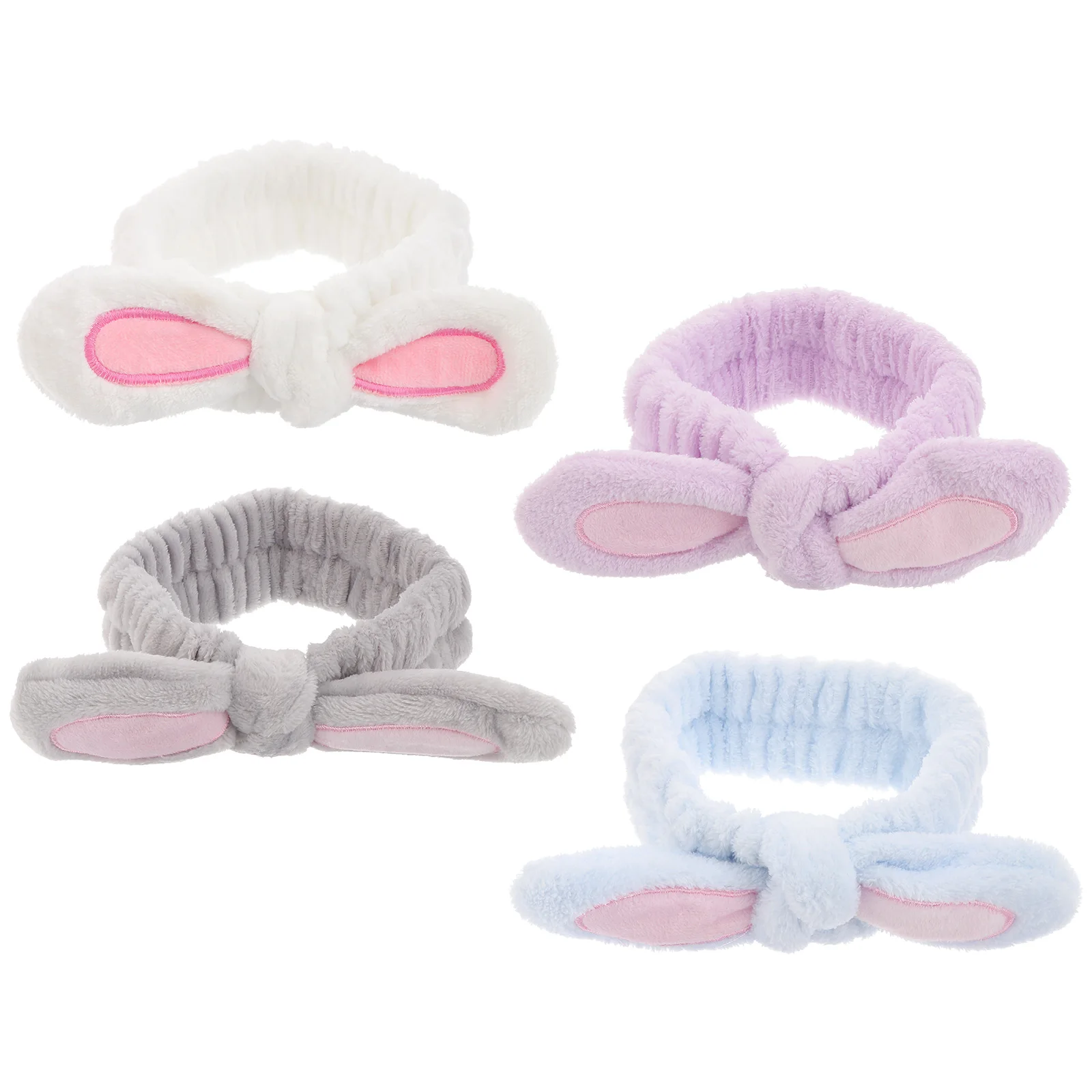 

4 шт. прочная повязка на голову с заячьими ушками, эластичная повязка на голову с полотенцем, плюшевая повязка для волос для домашнего спа-салона