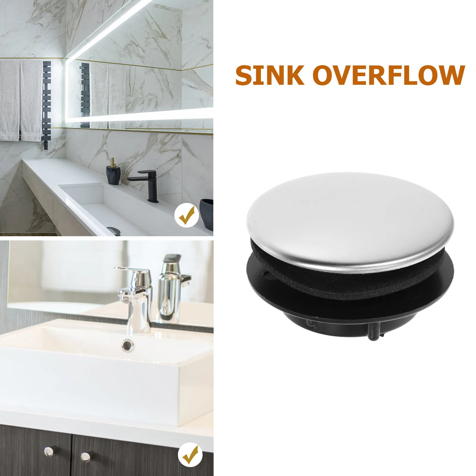 2Pcs Universal Kitchen Sink Hole Cover Faucet Hole Plug Stainless Steel Countertop Cover Sink Plug for Bathroom Kitchen
