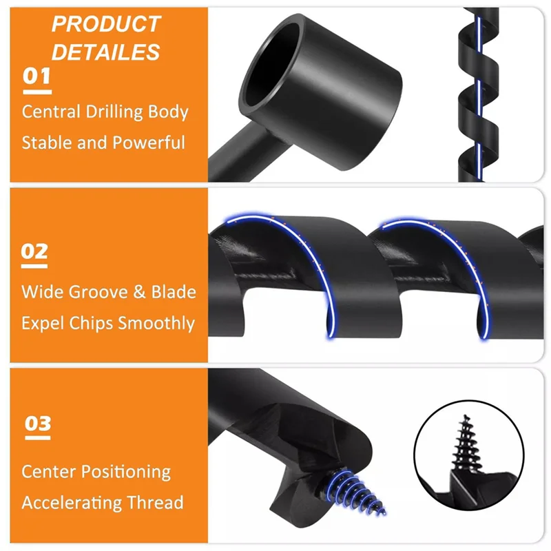 

【Popular】1 Inch Hand Auger Wrench 1 X 12Inch Manual Hole Eye Wood Auger Drill Bit For Camping And Survival And Backpack Tool