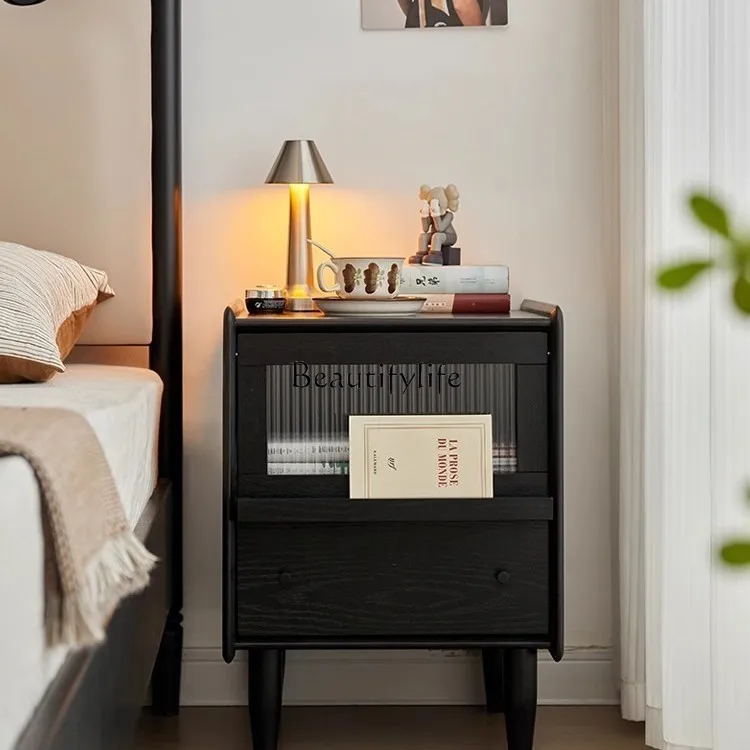 

Solid Wood Bedside Table Small High-End Simple Bedside Cabinet Storage for Home Use
