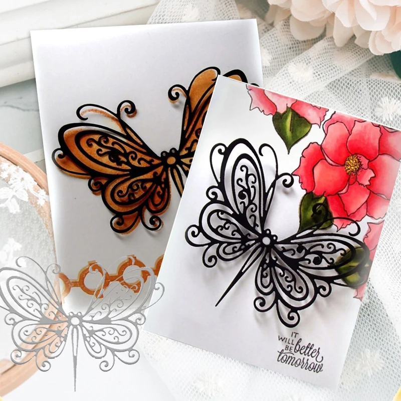 Borboleta Corte De Metal Morre Diy Scrapbooking wytłaczany Cartão De Papel Álbum szablon Album tłoczenie