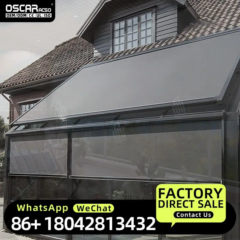 Electric BuiltIn Metal Motorized Waterproof Zip Roller Blinds for Outdoor Patio Pergola Modern External Windproof Rolling Blind
