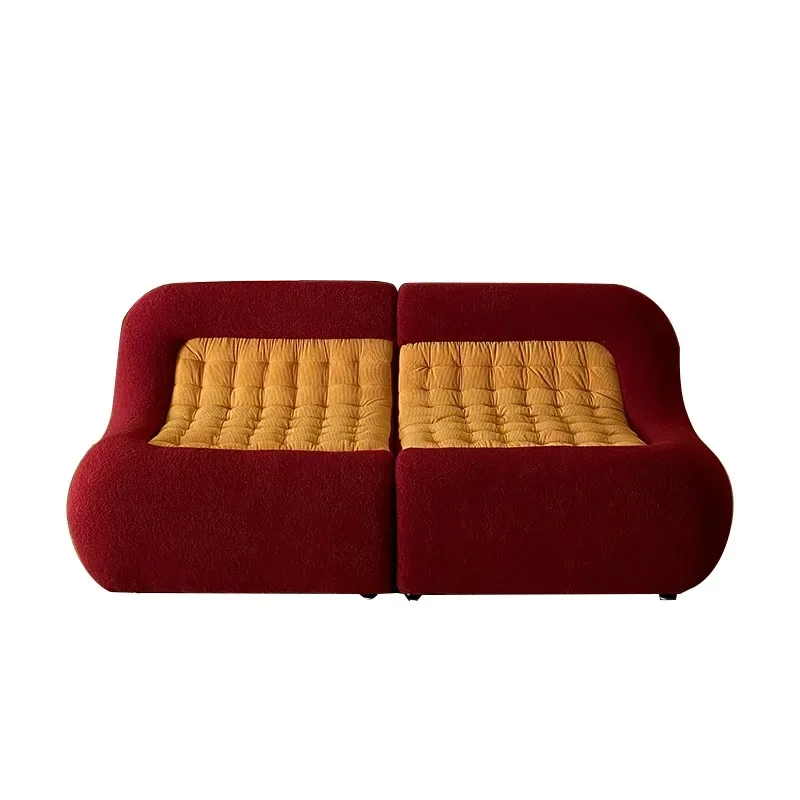Modern Chinese antique lamb wool contrasting color module combination small apartment sofa living room bedroom