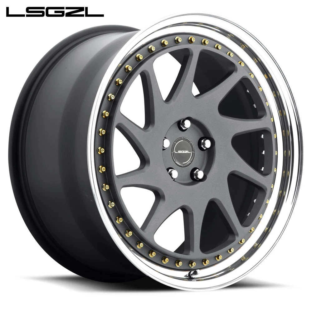 22-23 Inch Vintage 2-pieces Custom Forged Wheel Hubs Gold Black Deep Dish Lip Retro Car Auto Rim Accessories