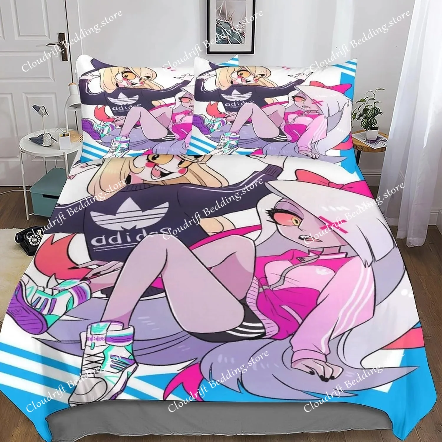 

Комплект постельного белья Game Hazbin Hotel: пододеяльник, наволочки, для взрослых, мальчиков и девочек, декор для спальни, Чарли, односпальный, двуспальный, большой размер