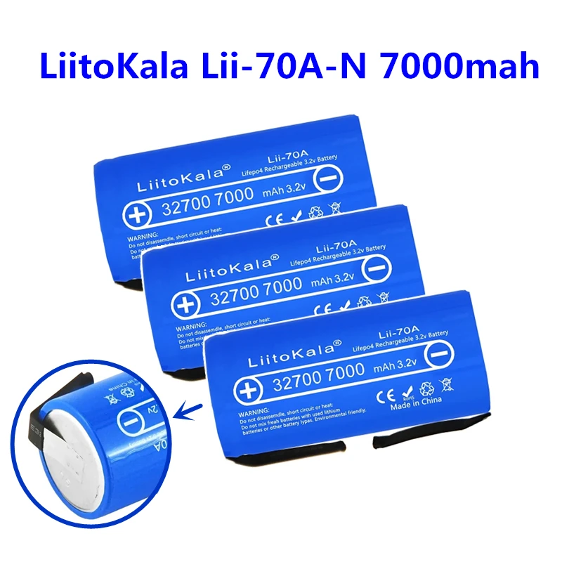 

LiFePO4 Rechargeable Battery 32700 7000mAh 3.2V High Power 6C Discharge with Nickel Sheets for Electric Bikes Solar UPS