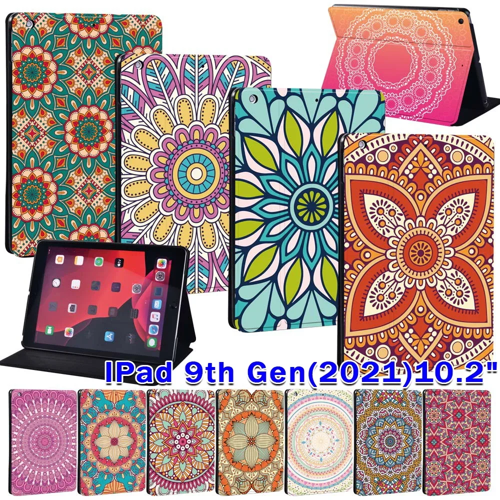 

For Apple IPad 2021 9th Generation 10.2 Inch PU Leather Foldable Anti-fall Case Stand Tablet Protective Cover for Ipad 9th Gen