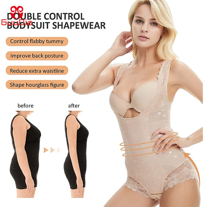 GUUDIA Bodysuit Shapewear Open Bust Shapers Slimming Body Shaper Colombianas Seamless Butt Lifter Push Up Shapers Slimming