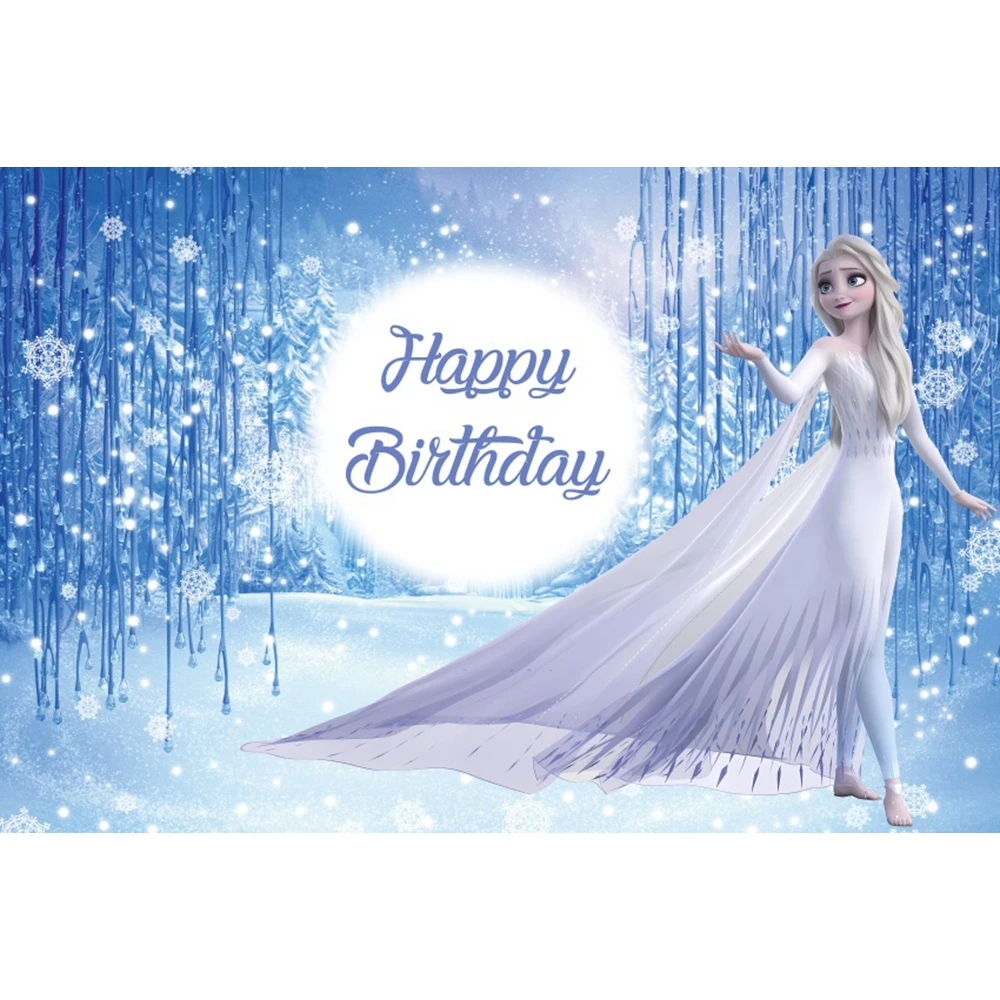 Disney Winter Ice Frozen Snowflake Castle Backdrop Elsa Anna Snow Queen Princess Girls Birthday Party Decor Photo Background