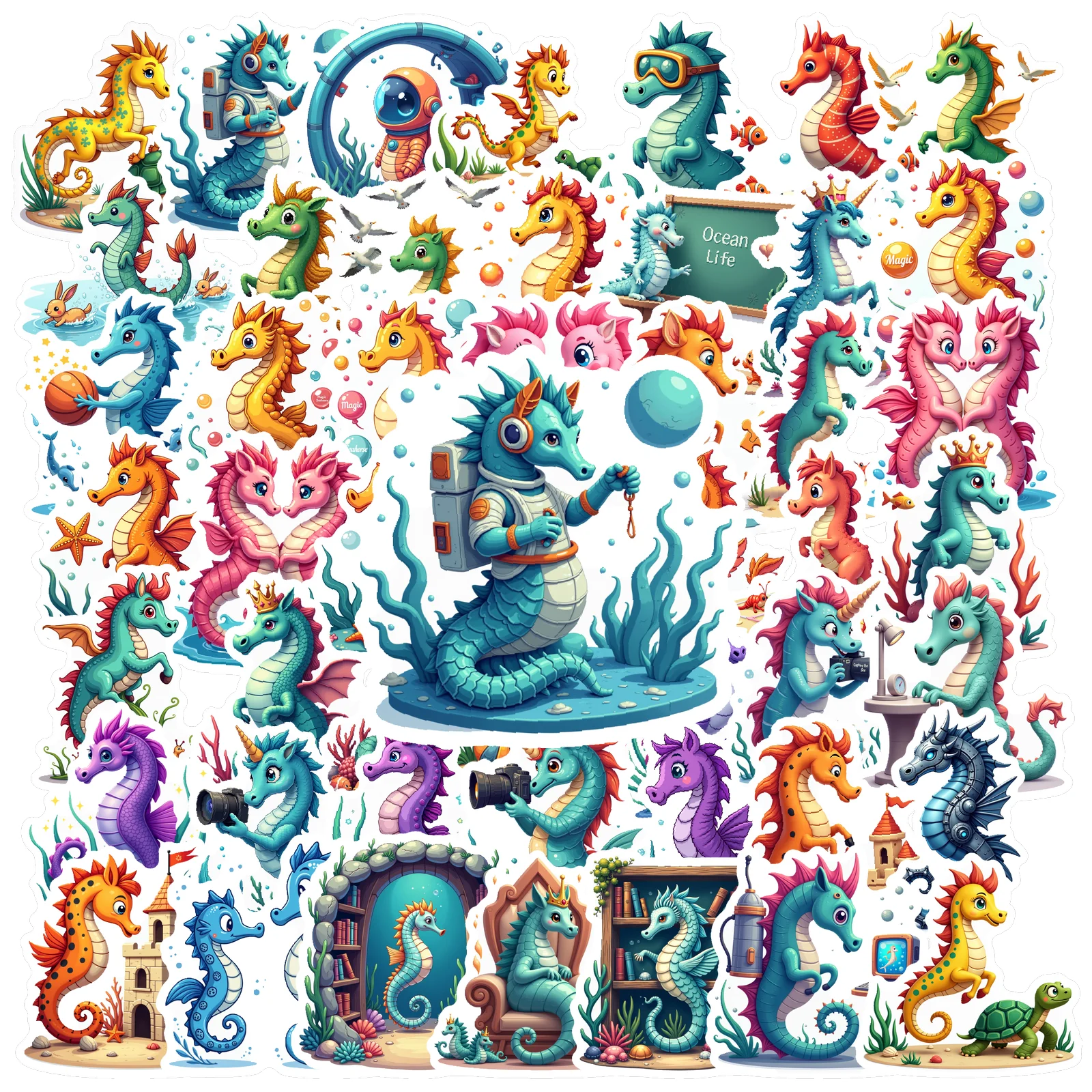 

50 шт. наклейки с морскими животными, наклейки с морской жизнью, наклейки для DIY телефона, гитары, ноутбука, ноутбука, чемодана, чашки, ноутбука, багажа