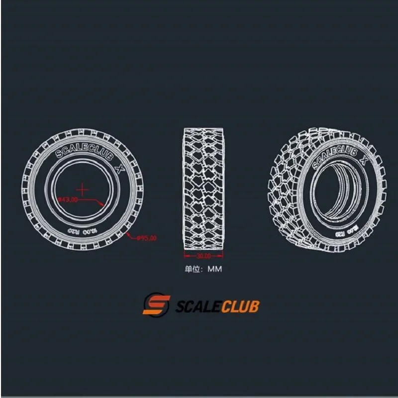 Scaleclub Model 1/14 95MM Diameter Off-road Truck off-road Trailer Band Militaire Vrachtwagen Band Voor Auto onderdelen Rc Truck Trailer