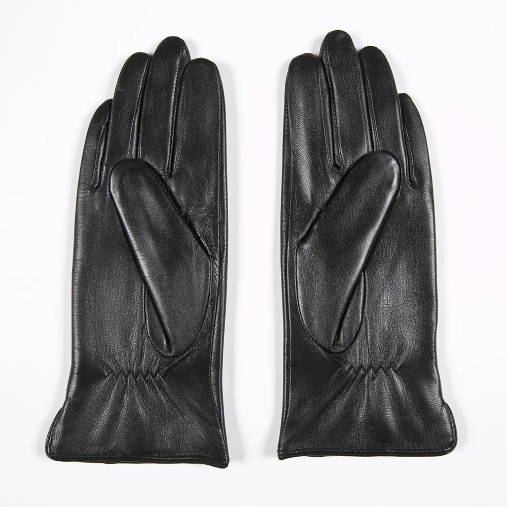 GOURS Winter Real Leather Gloves Women Black Genuine Goatskin Gloves Fashion Fleece Lining Warm Soft Driving New Arrival GSL018