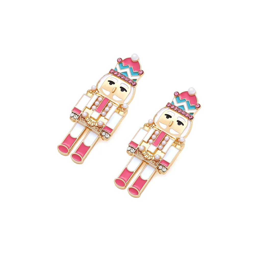 Fashion Metal Cartoon Kingdom Soldier Dangle Earrings for Women New Cute Nutcracker Design Jewelry Party Accessories