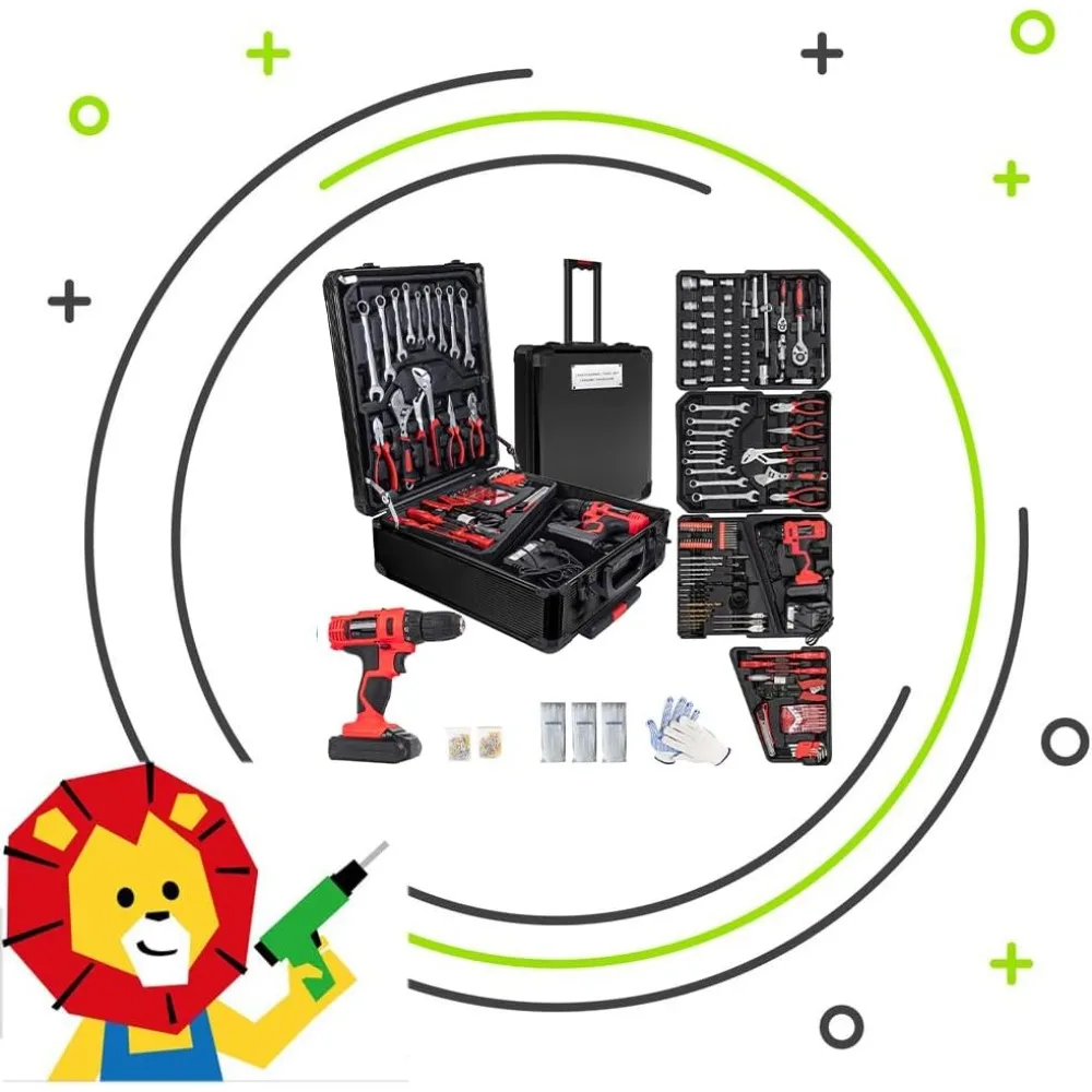 BHot Sale.lack 346 قطعة مجموعات أدوات، مجموعة مثقاب كهربائي 18 فولت، مثقاب لاسلكي للرجال، مجموعات أدوات يدوية منزلية منزلية ذاتية الصنع - الأفضل #5