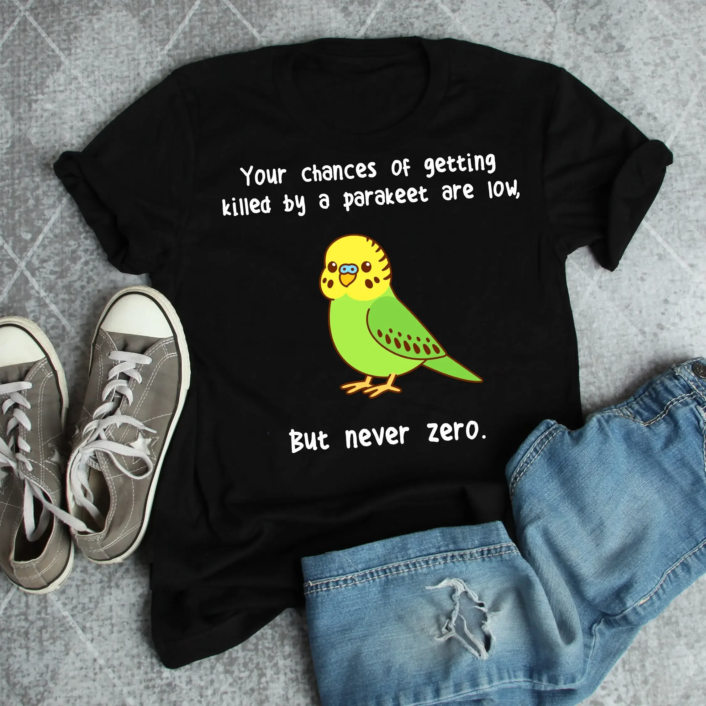 Parakeet T Shirt Funny Budgie Lover Cute Bird Budgerigar Pet Parrot Top Green Meme