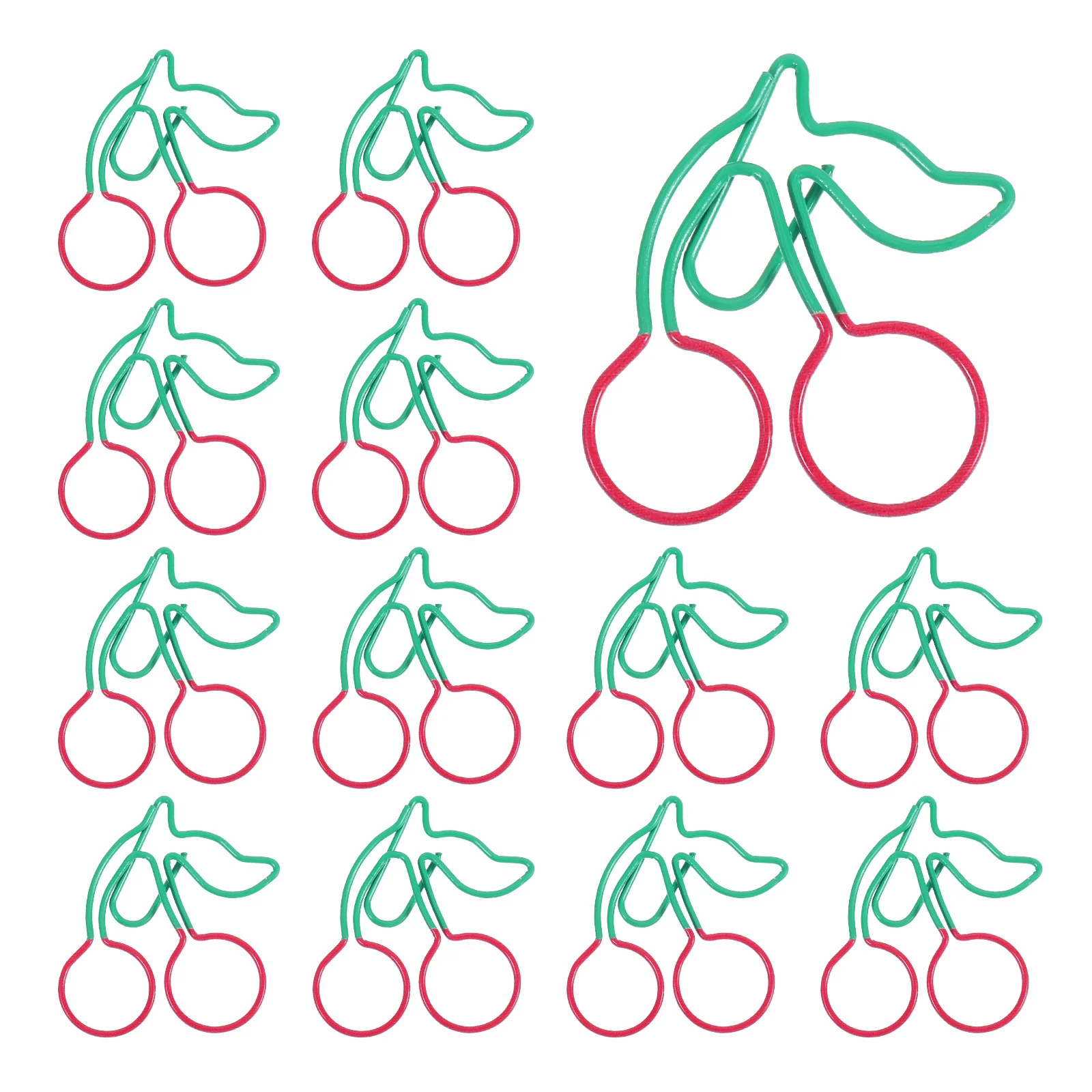

20pcs Cherry Shaped Metal Paper Clips Bookmarks Fruit Page Markers For Office School Stationery Teachers Students Decorative