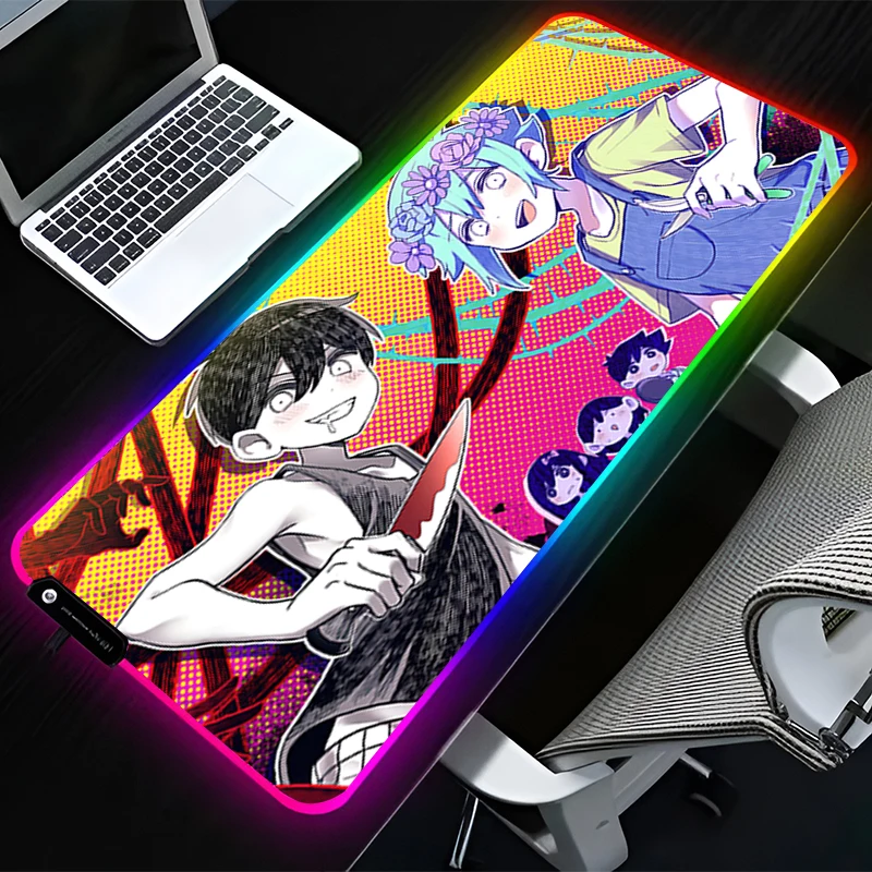 

RGB светодиодный коврик для мыши, резиновый коврик для мыши с рисунком, игровой коврик, аксессуары для ПК, настольный коврик, нескользящий коврик для стола, офисный коврик для клавиатуры O-omori Sunny