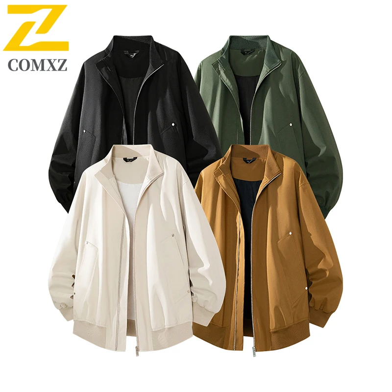 

COMXZ Мужская куртка уличная повседневная однотонная легкая куртка с воротником-стойкой для пешего туризма и путешествий весна-осень тонкая ветровка Normcore
