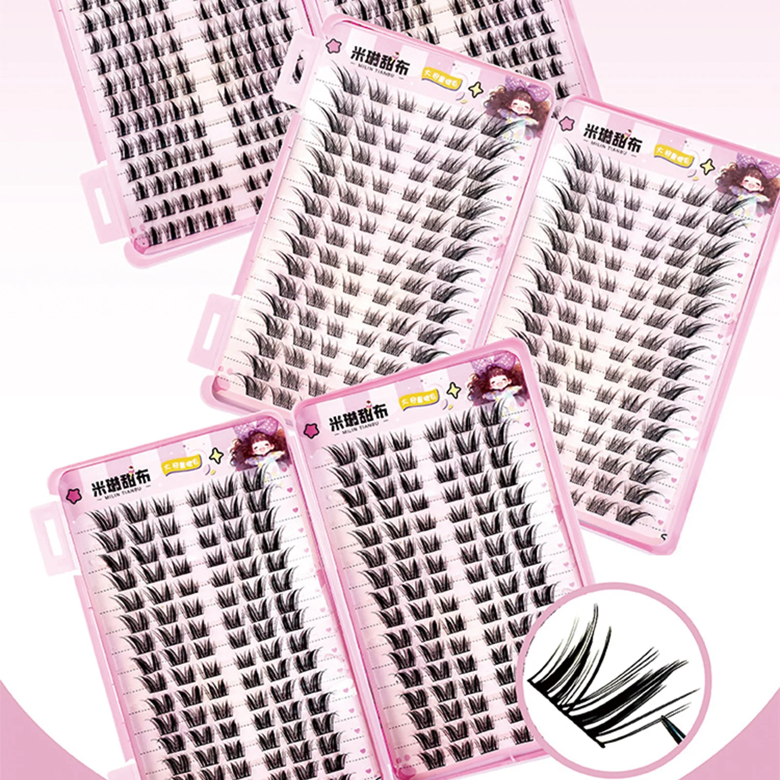 32 زوجًا من مجموعات حجم الرموش الصناعية كتاب 7D رموش اصطناعية سوداء فردية سميكة C حليقة 5-14 مللي متر مزيج رموش يومية طبيعية