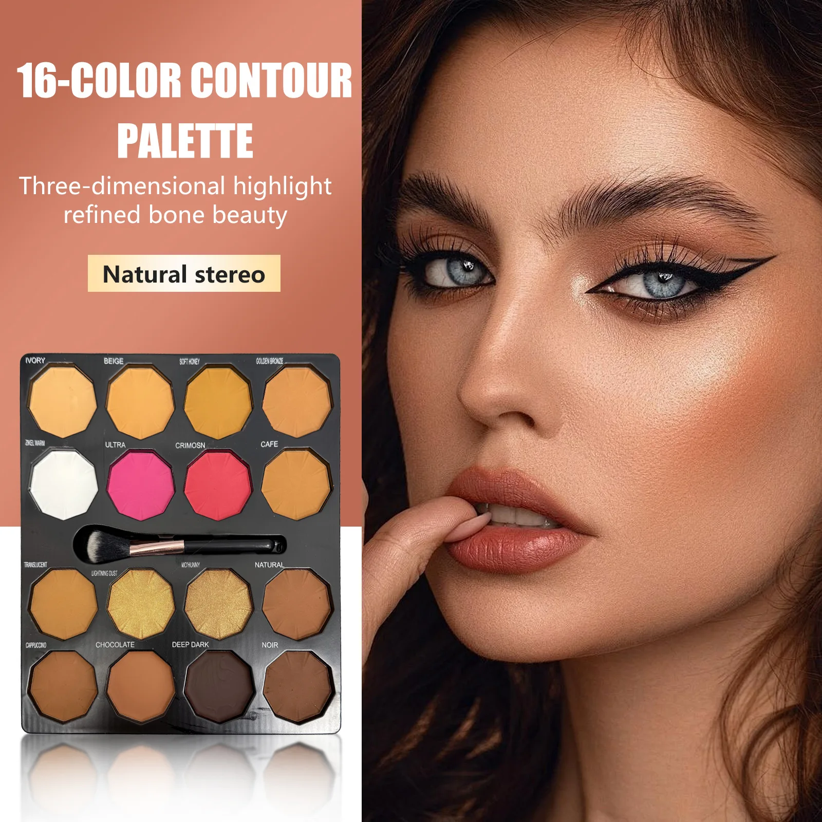 

16-Color Three-dimensional Contour Palette Concealer High-gloss Powder Makeup Earth Color Brighten Skin Tone Modify Skin Tone