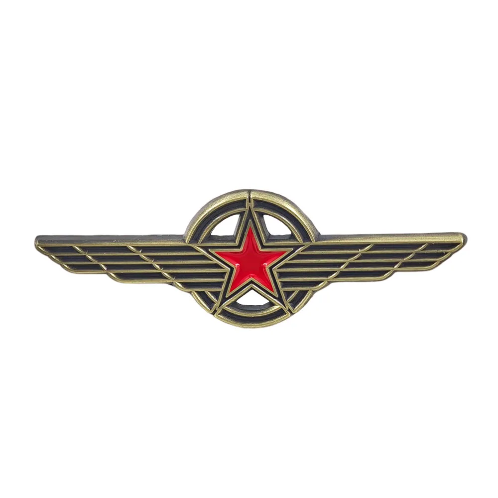 Soviet Red Star Pilot Wings Enamel Pins Military Air Force Brooches Hollow Gold Pentagram Metal Badge Backpack Lapel Pin Gift