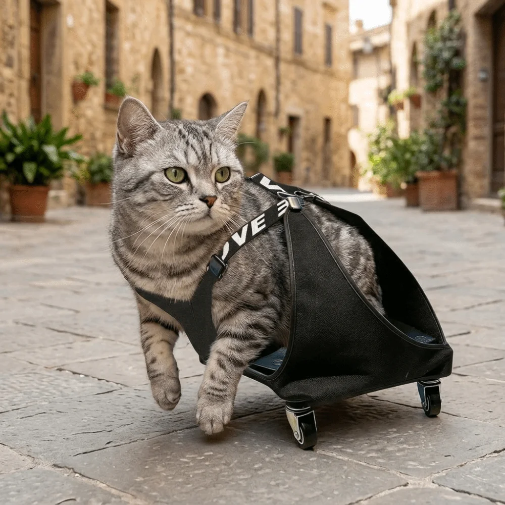 Adjustable Pet Towing Bag Pulley Car Breathable Protective Cat Walking Wheelchair Professional Pet Mobility Sling Elderly Pet
