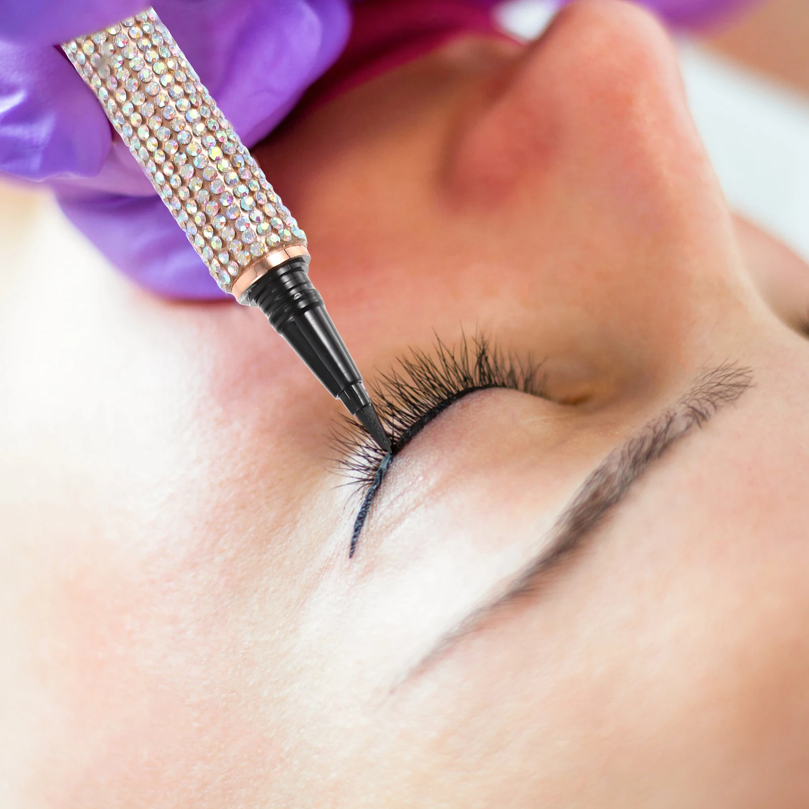 Lápiz Delineador de ojos líquido lápices maquillaje impermeable pestañas postizas plástico negro difuminado