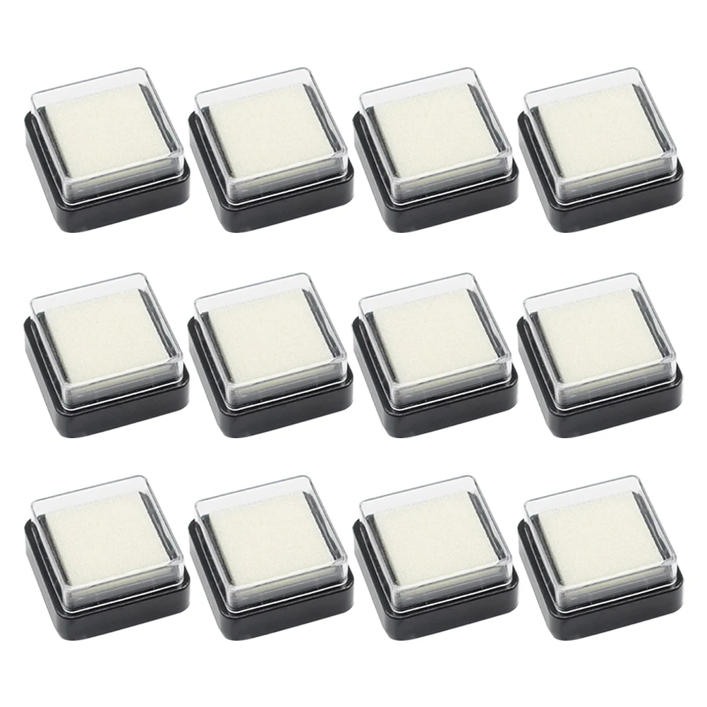 

12 Pcs 3x3cm Washable Diy Washable Ink Pads Stamp Pads Refillable Sponge Plastic Office Stamp Ink Pad For Crafts Supply